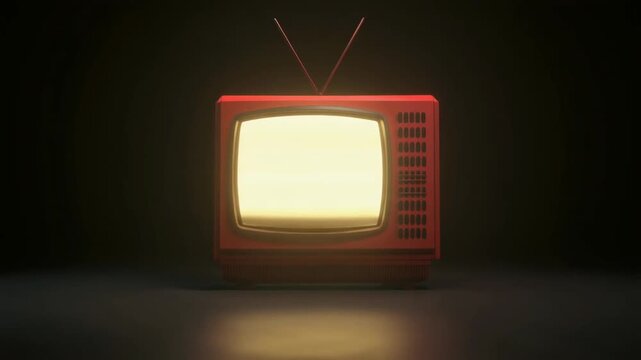 じわりと発光し始めるブラウン管テレビの画面