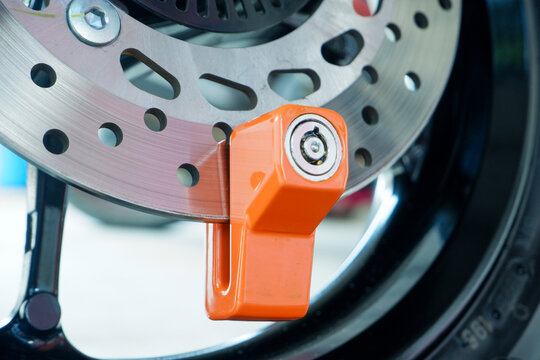 Motorcycle Disc Brake Lock on Wheel Rotor for Vehicle Anti-Theft Security