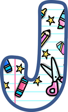 School Supplies Pattern Alphabet J Illustration