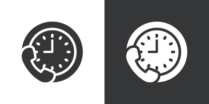 24/7 Phone Support icon. Solid glyph series icon
