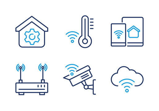 Smart Home and Network thin line icon set. Minimal web icons