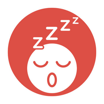 Sleepy face icon with zzz symbols on red circle background