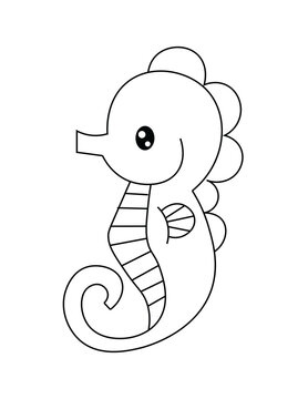seahorse outline drwing