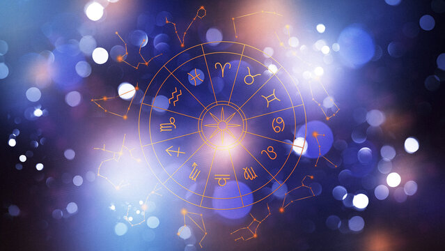 Astrology zodiac signs with constellations on a colorful background