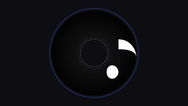 Minimalist White Music Note Icon in Dark Circular Frame