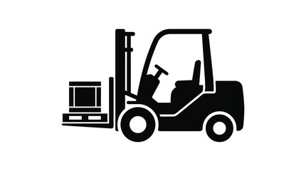 Forklift truck silhouette against a white background industrial machinery depiction © Villain
