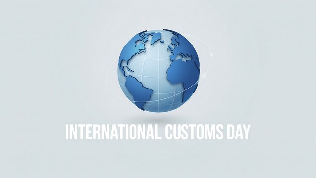 3d globe illustration for international customs day celebration