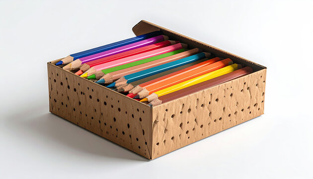 Colorful Crayons in a Wooden Box for Creative Art Projects