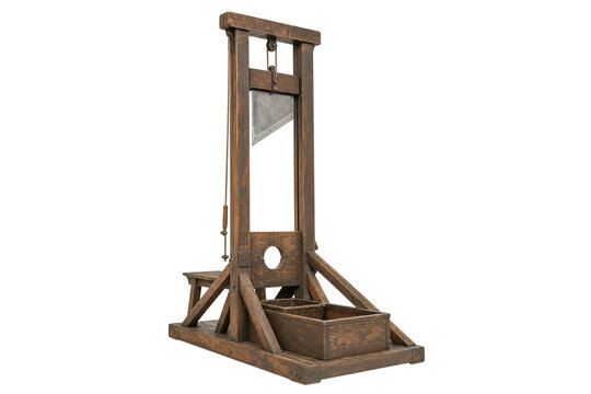 Wooden historical guillotine blade isolated on transparent background PNG element