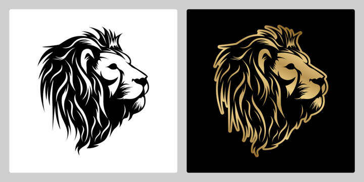 Luxury Lion head logo style design template vector illustration
