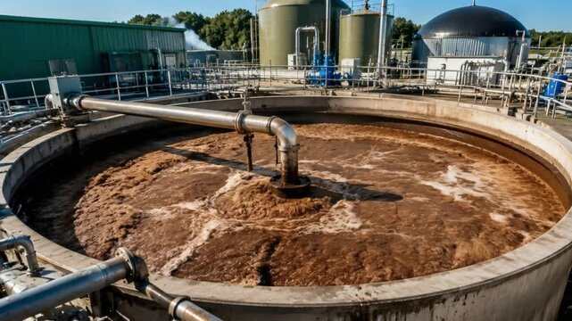 Industrial wastewater treatment process in a circular tank  