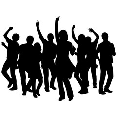 Fototapeta premium Group of joyful dancers silhouette in motion for energetic club poster and event branding.