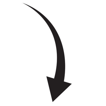 Simple black curved arrow pointing downwards symbol