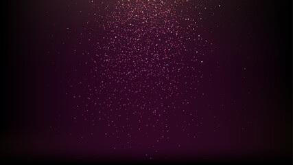 Naklejka premium Pink purple glitter confetti on black background. Glowing shiny color sequins falling from top. Festive vector illustration for luxury celebration, elegant event design, holiday decoration.