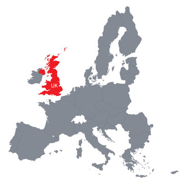 European Union borders and UK separate.