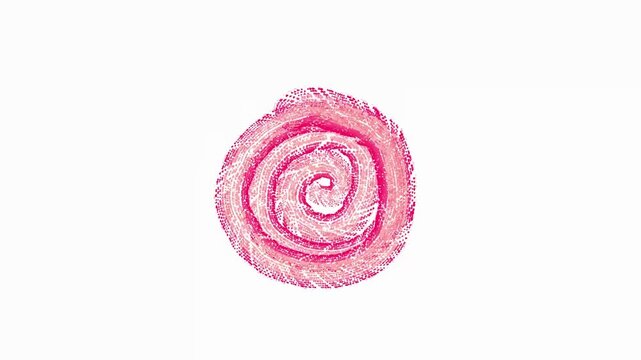 40 Retro pink embroidery spiral, vintage floral rose stitch, colorful patch illustration. Red handcrafted needlework, old school textile design element for fashion or craft background 45