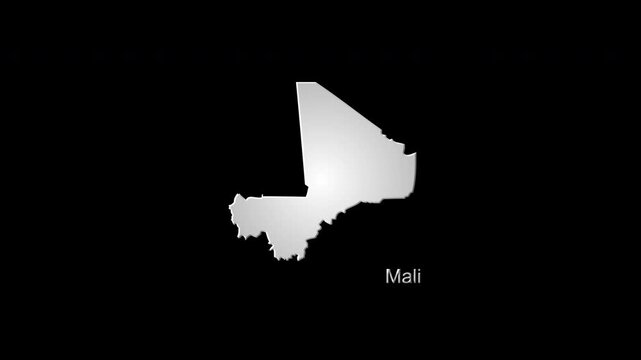 Mali map revealing with colorful glowing particles