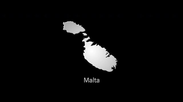 Malta country map revealing on black background