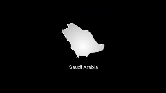 Saudi arabia map forming from glowing digital pixels