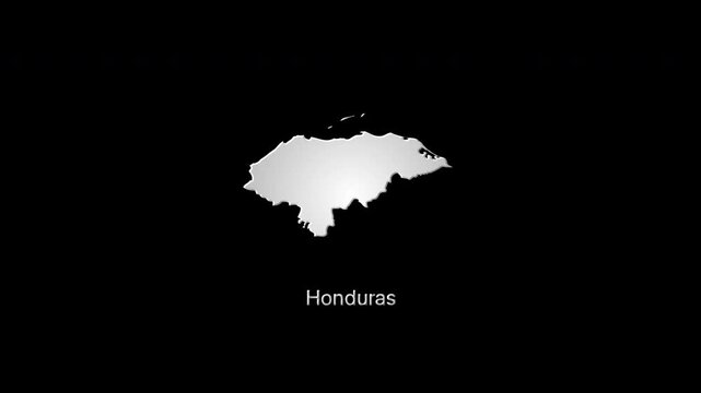 Honduras digital country map revealing on black background
