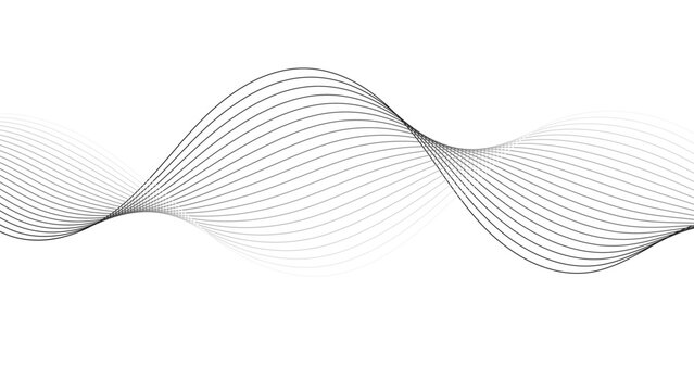 Minimal Abstract Wave Line Background with Elegant Flowing Curves on White. Modern Monochrome Line Wave Abstract Background for Luxury Branding Design.
