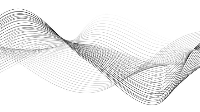 Minimal Abstract Wave Line Background with Elegant Flowing Curves on White. Modern Monochrome Line Wave Abstract Background for Luxury Branding Design.
