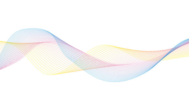 Elegant Multicolor Flowing Line Background with Dynamic Curved Waves. Colorful Abstract Wave Line Background with Smooth Gradient Flow on White.