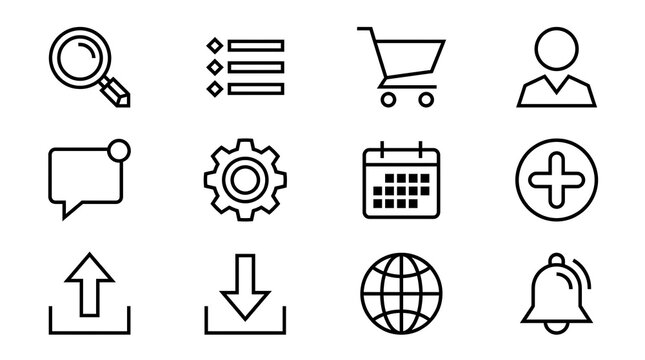 Minimalist Outline Web and Interface Icon Set