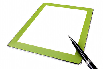 Sleek Lime Green Tablet Computer with Stylus © Tania