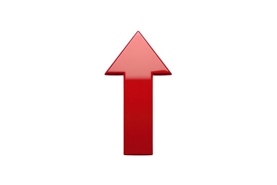 Flat red upward arrow symbol isolated on transparent background