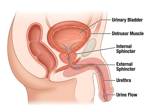 Human male urinary system anatomy illustration isolated on white background