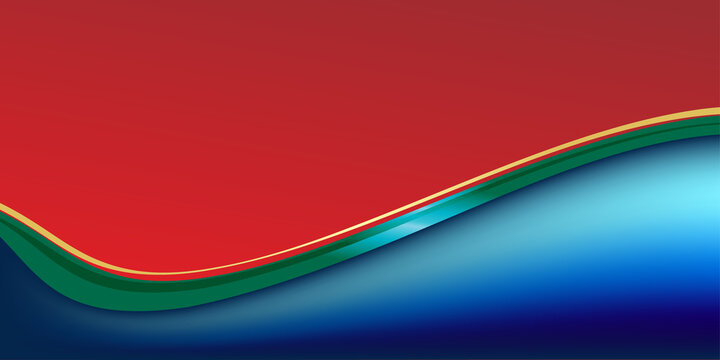 Abstract red and blue wavy background with gold accents, perfect for corporate banners, website design, or marketing materials.