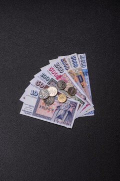 Iceland, Icelandic paper banknotes krona for settlements and financial transactions. Icelandic krona