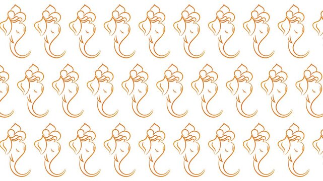 Lord Ganesha Line Art Seamless Pattern Background for Ganesh Chaturthi Festival.