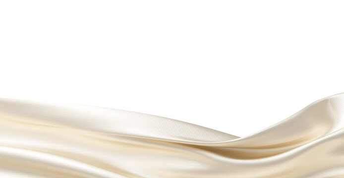 Luxury pearl fabric flowing with silk weave texture isolated on transparent background with copy space 3D render