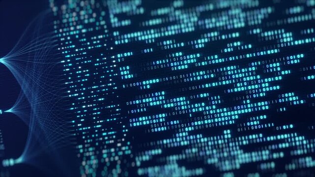 Deep blue data points fading into the dark. Data mining, pattern discovery and statistical modelling background