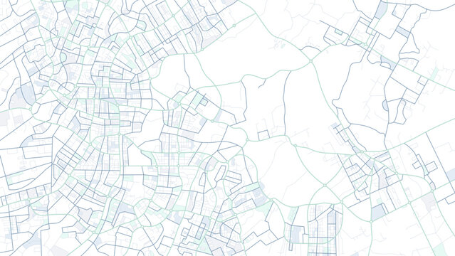 Street Network Map with Mint Urban Lines, Dense street network sprawls across pale minimalist city