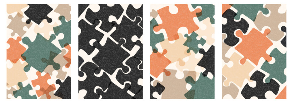 Puzzles background set. Beautiful vintage banners.
