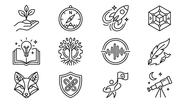 Modern Business and Technology Outline Icon Collection