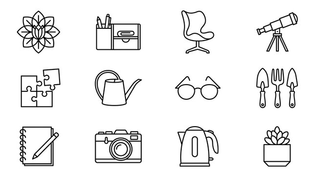 Lifestyle and Hobby Vector Line Icon Set
