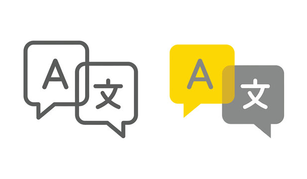 Multilingual communication speech bubble vector illustration with language symbols, translation concept, foreign language learning, education, global communication and digital design.