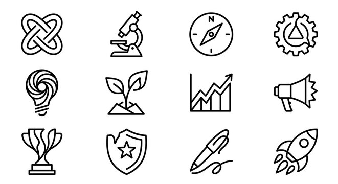 Business and Science Minimalist Line Icon Set