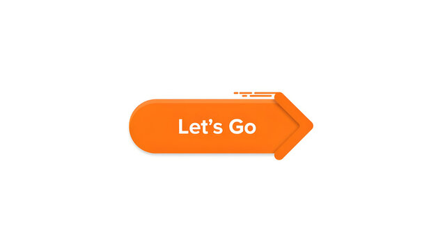 Orange call-to-action button with bold white text 'Let's Go' on clean white background for web design