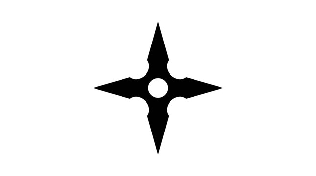Black shuriken silhouette against a white background a traditional ninja weapon
