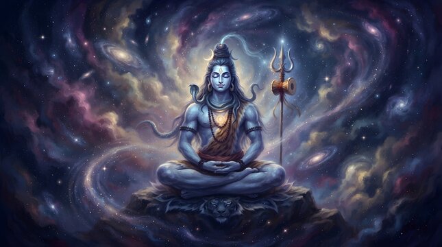 Lord Shiva deep meditation cosmic