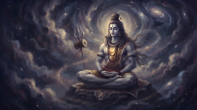 Lord Shiva deep meditation cosmic
