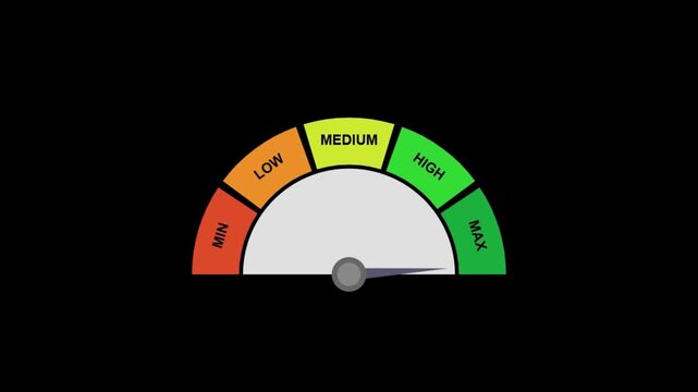 Vector gauge illustration with scale from minimum to maximum level