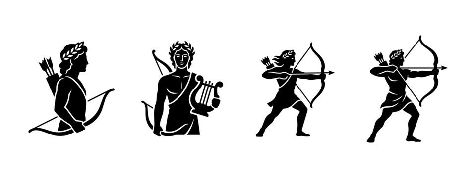 Ancient Greek Archer and Apollo Mythology Icons