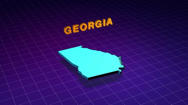 Georgia state map rotating in a 3d rendered animation