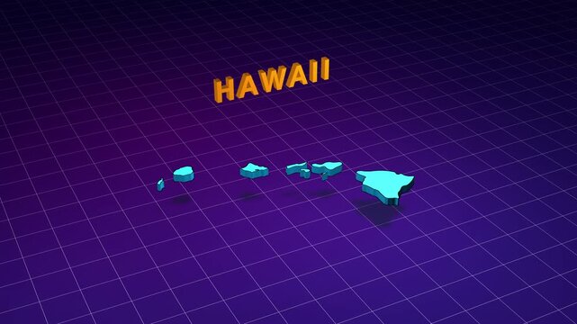Hawaii state map retro style animation
